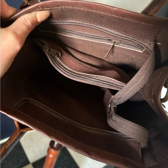 Woven Leather Tote Bag - Brown - Picture 7 of 10